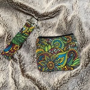 Colorful coin purse with wristlet